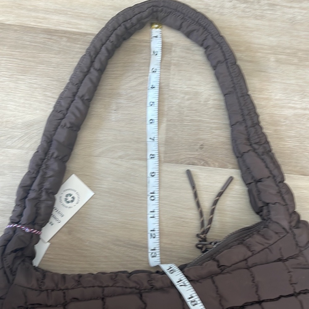 Urban Fit by Urban Expressions Quilted Puffer Hobo Carry All Tote in Brown - Picture 7 of 14